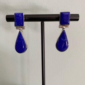 Sterling Silver and Lapis Dangle Earrings.